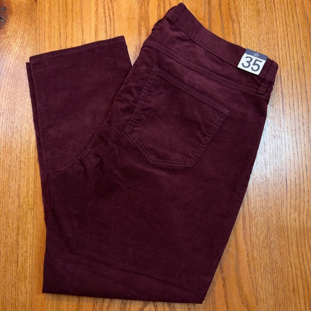 GAP Vintage Slim High Rise Pants Women 35/20R Burgundy Corduroy Stretch Trousers